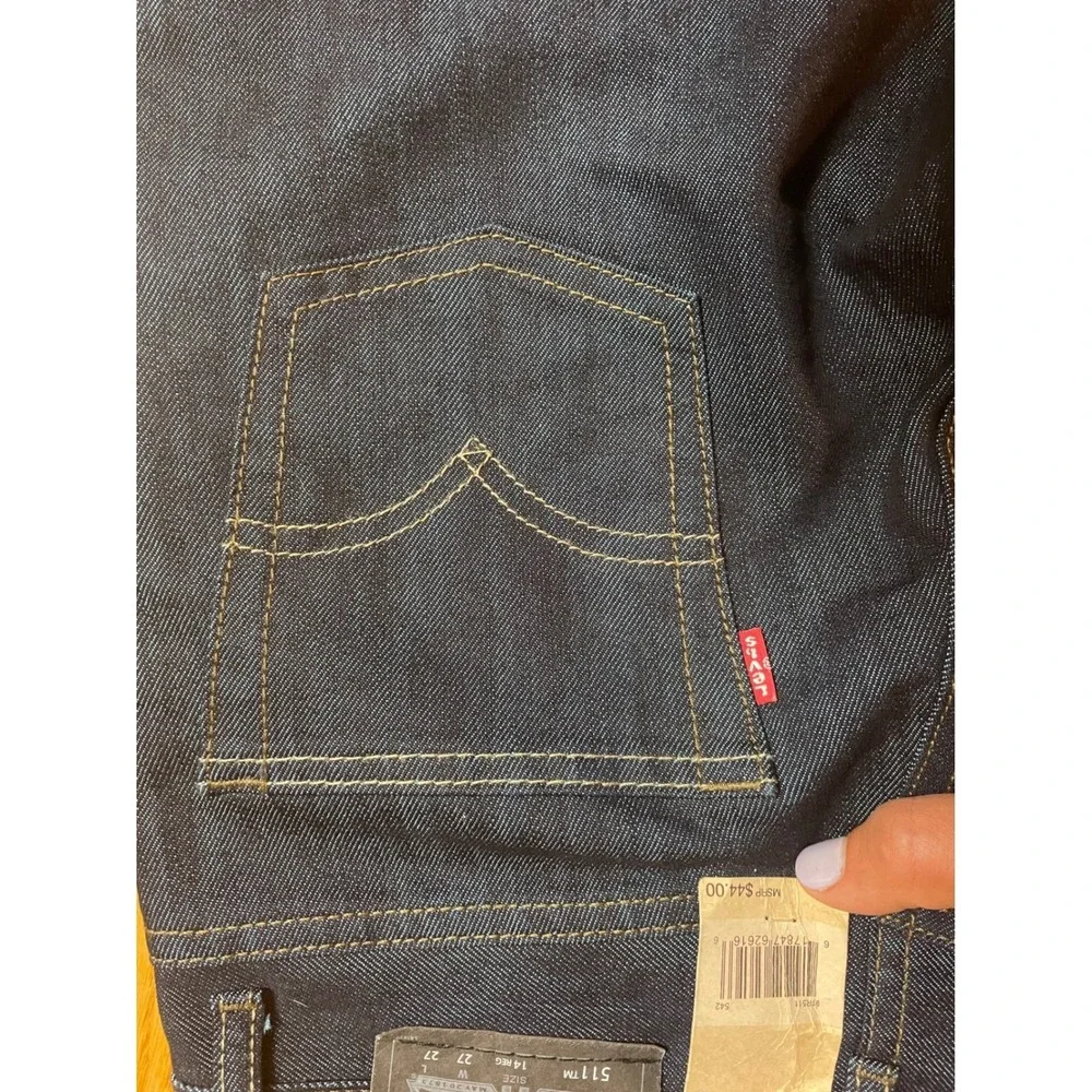 Levis 511 Slim Fit Boys Jeans Size 14 Reg Dark Indigo‎ Blue Denim 27x27 NWT